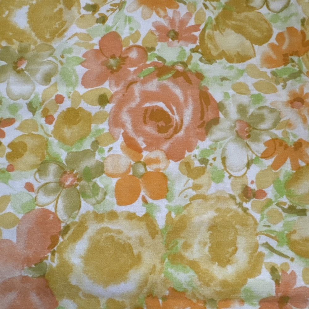 Vintage 60s 70s STANDARD Pillowcases Utica Stevens Yellow Peach Floral Set of 2